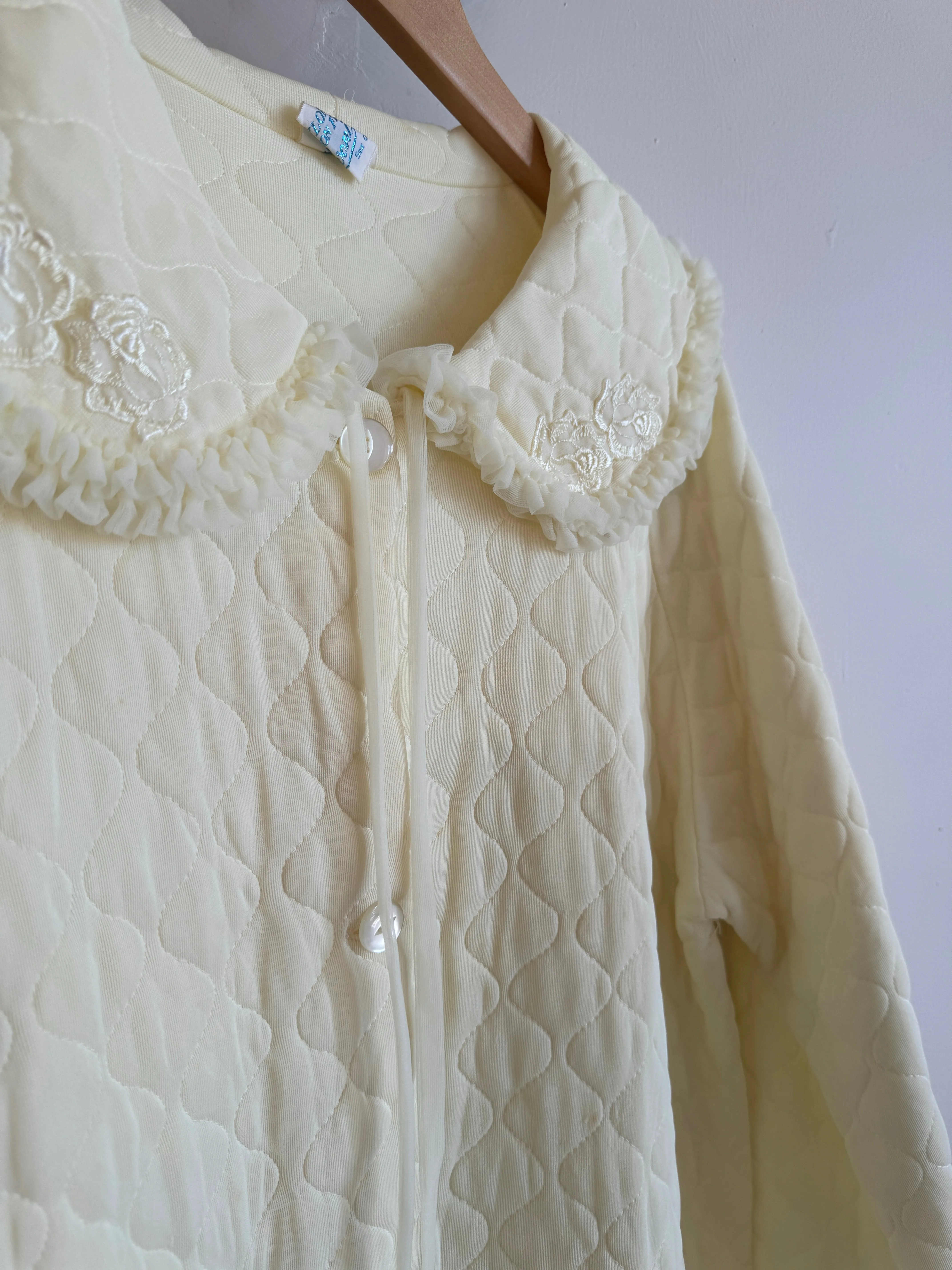 Vintage Lemon Quilted Coat with Oversized Collar