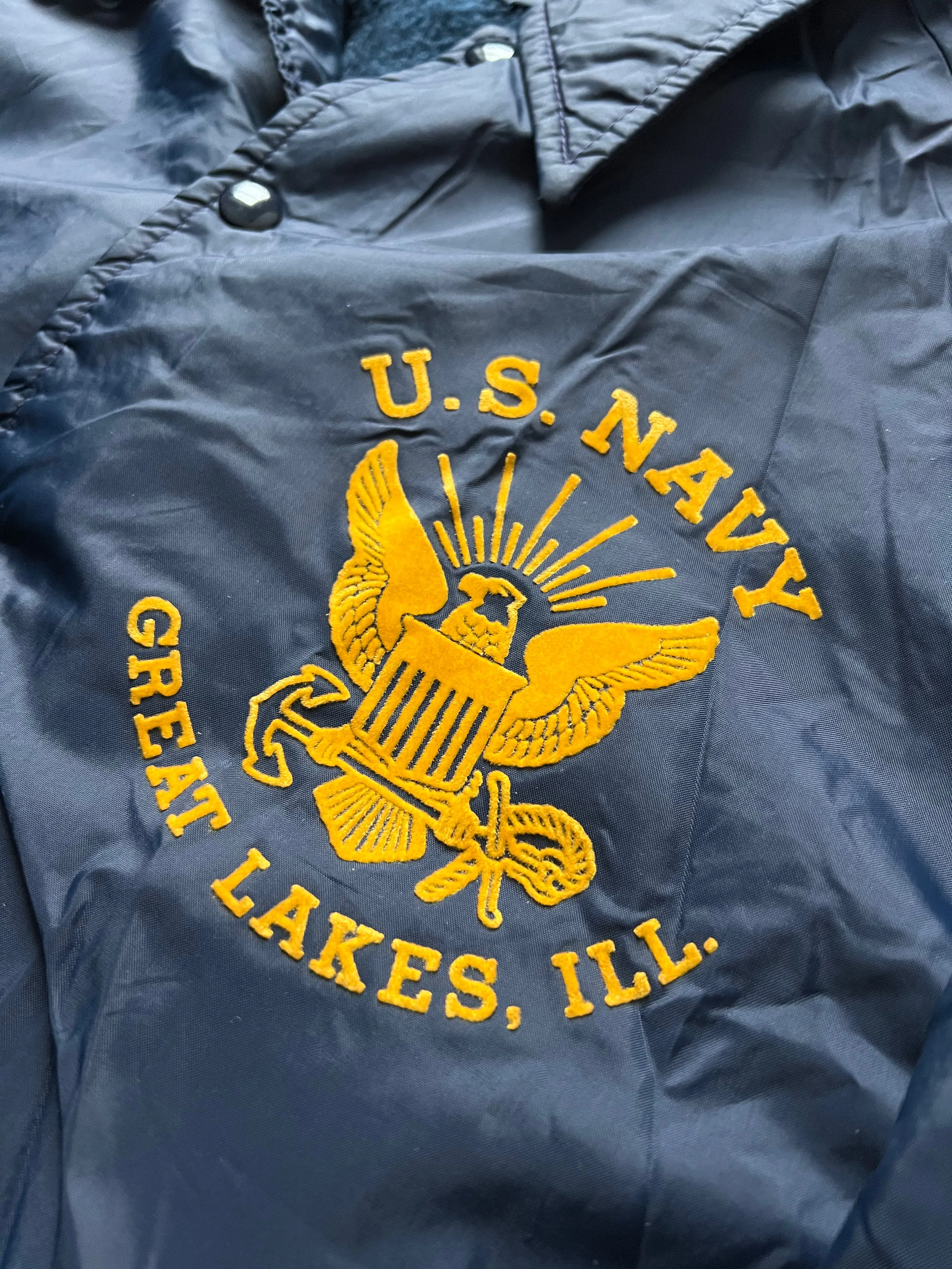 Vintage U.S. Navy Great Lakes Naval Base Fleece Lined Coach Jacket