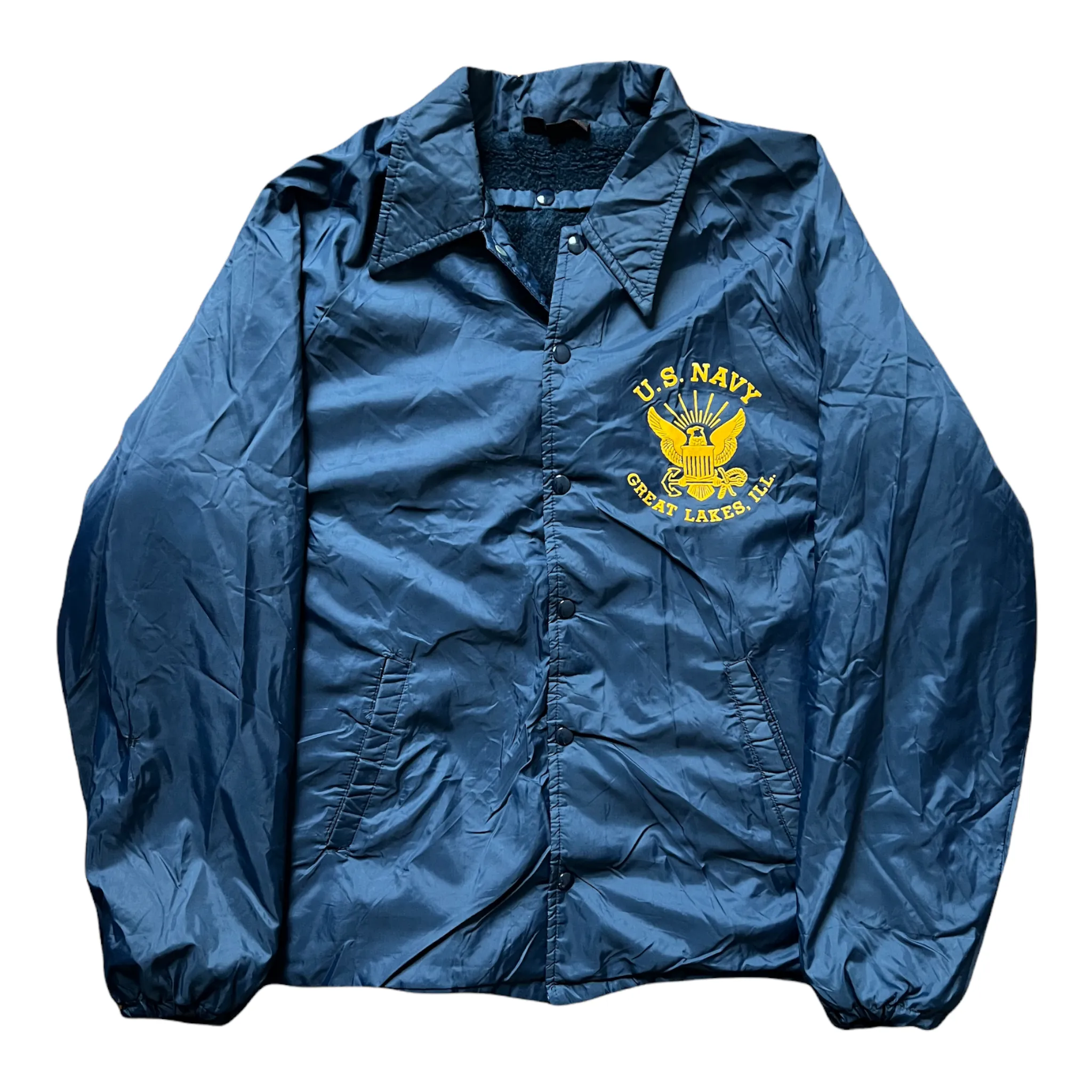Vintage U.S. Navy Great Lakes Naval Base Fleece Lined Coach Jacket