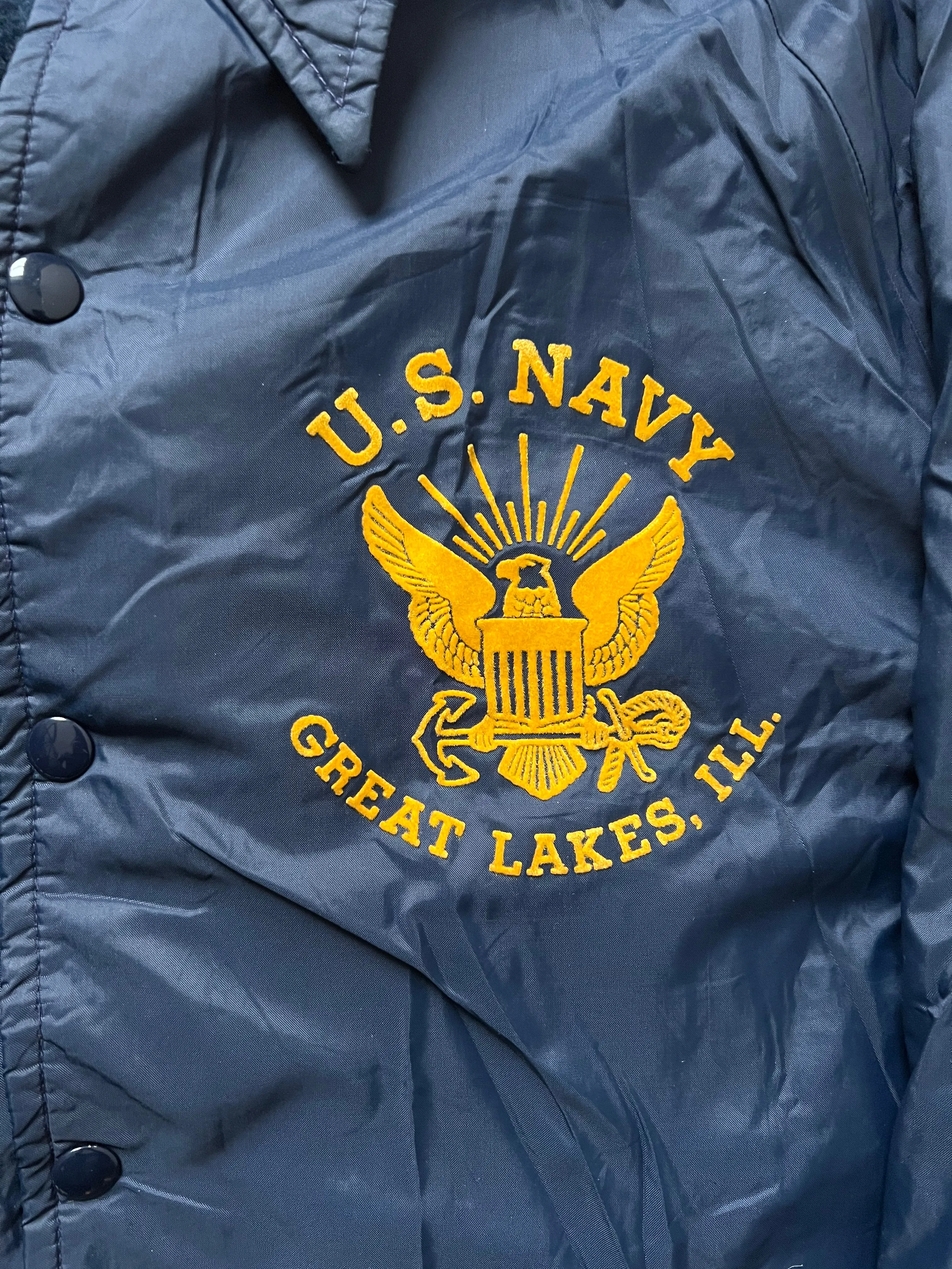 Vintage U.S. Navy Great Lakes Naval Base Fleece Lined Coach Jacket