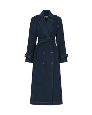 Washed Denim Trench Coat