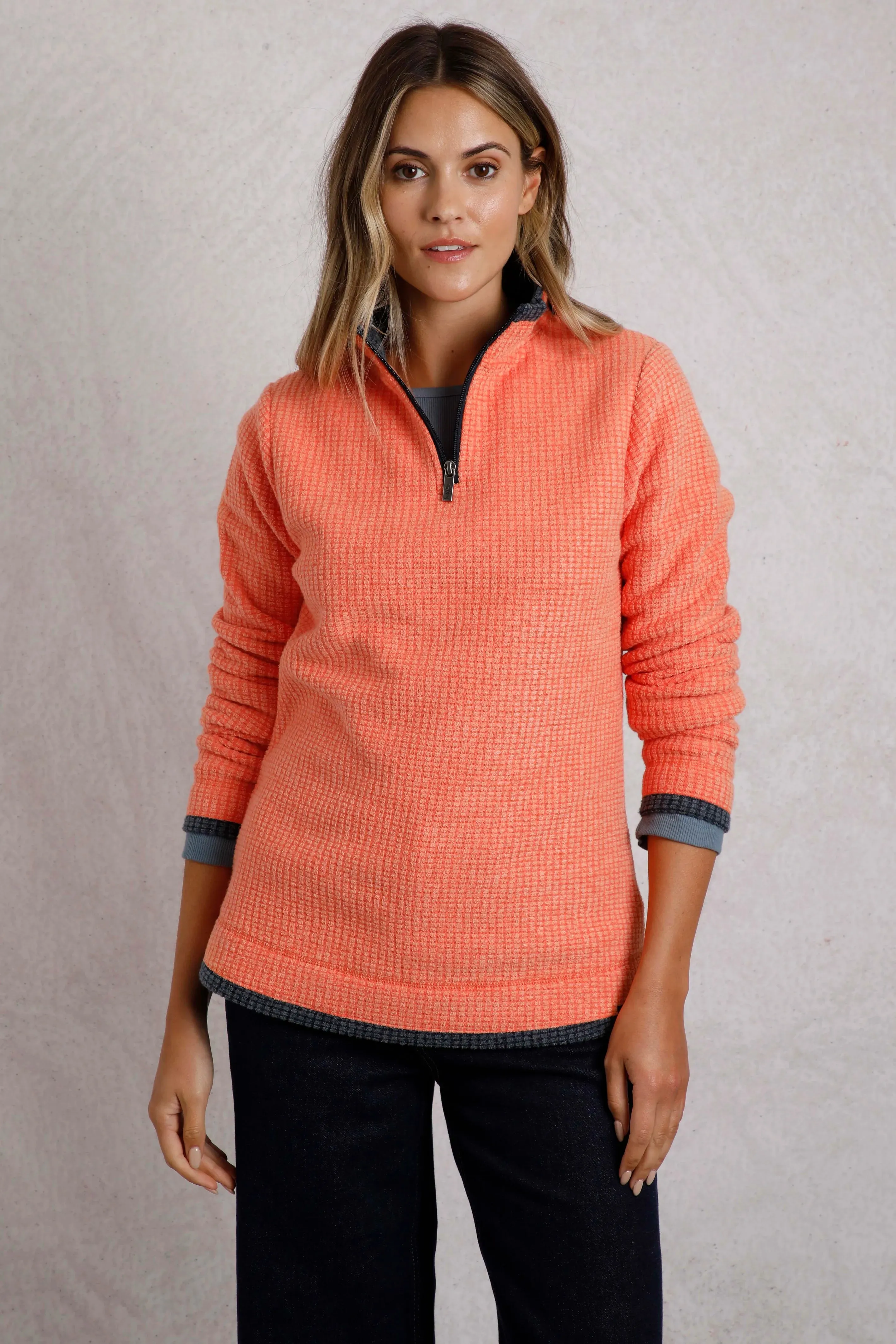 Weird Fish 22 Pumpkin Beye Eco 1/4 Zip Grid Fleece