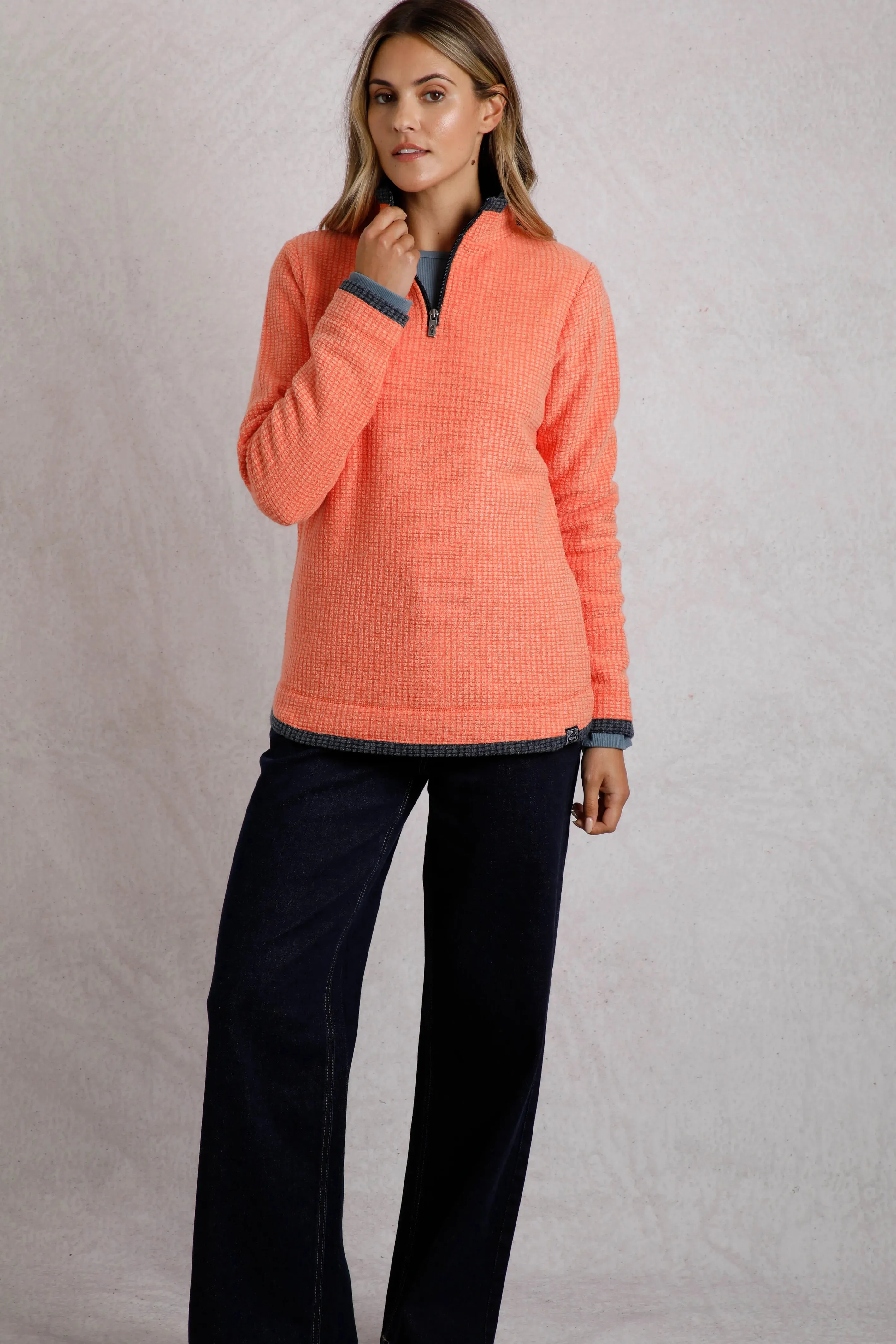 Weird Fish 22 Pumpkin Beye Eco 1/4 Zip Grid Fleece