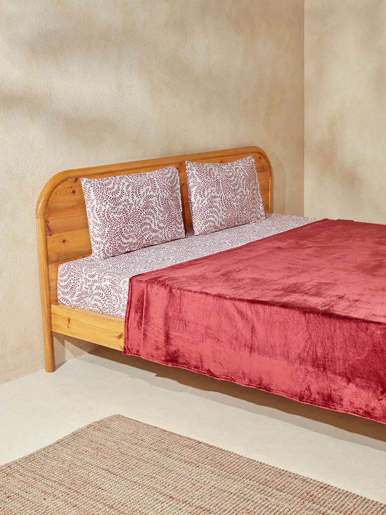 Westside Home Maroon Double Bed Fleece Blanket