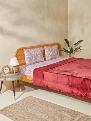 Westside Home Maroon Double Bed Fleece Blanket