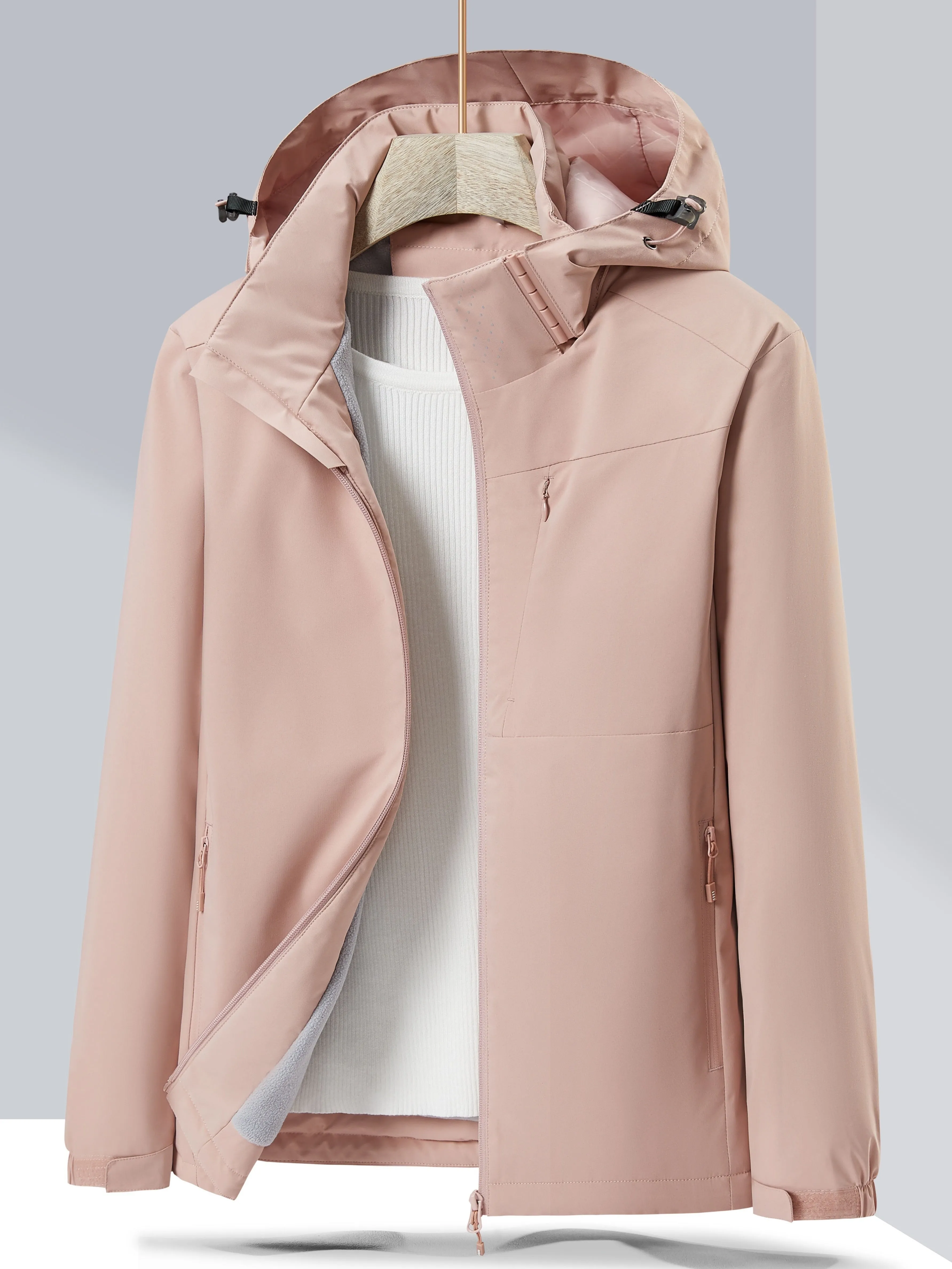 Women's Casual Waterproof Hooded Winter Jacket with Fleece Lining | Ideal for Autumn/Winter