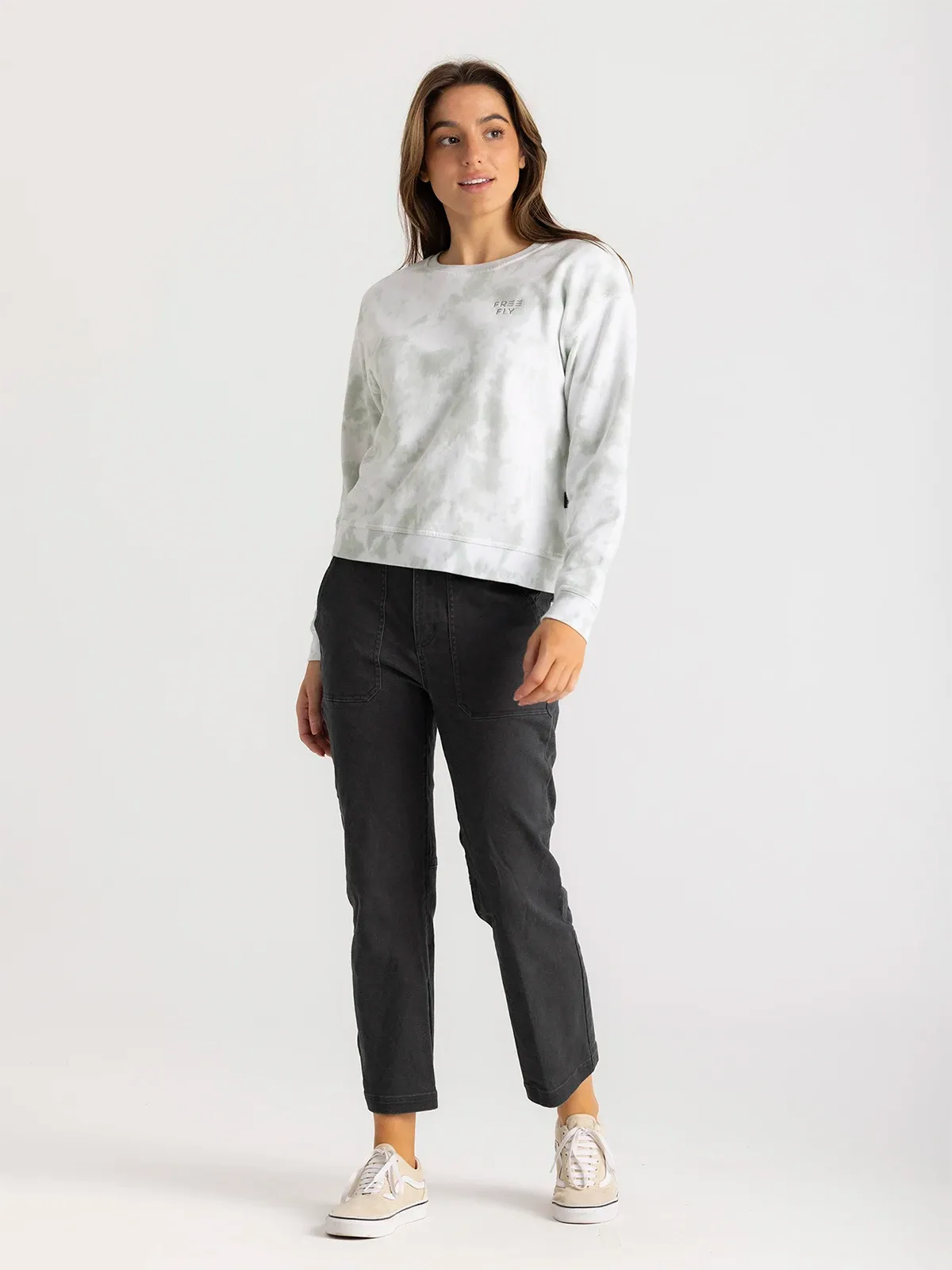 Women's Embroidered Logo Fleece Crew - Desert Sage Tie Dye