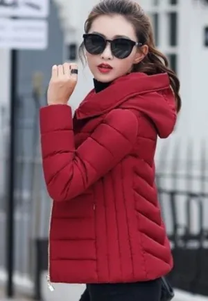 Womens Slim Fit Zip Up Hooded Jacket