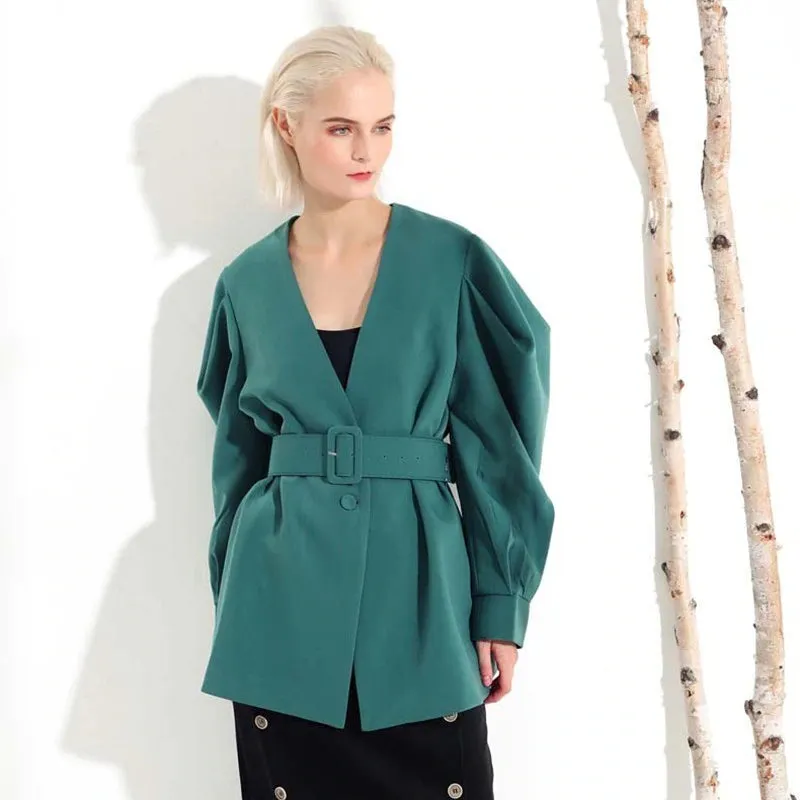 Women's Spring/Summer Cotton V-Neck Slim Coat