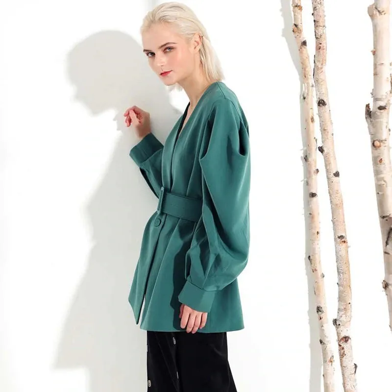 Women's Spring/Summer Cotton V-Neck Slim Coat