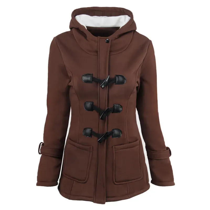 Women's Zipper Hooded Coat Long Trench