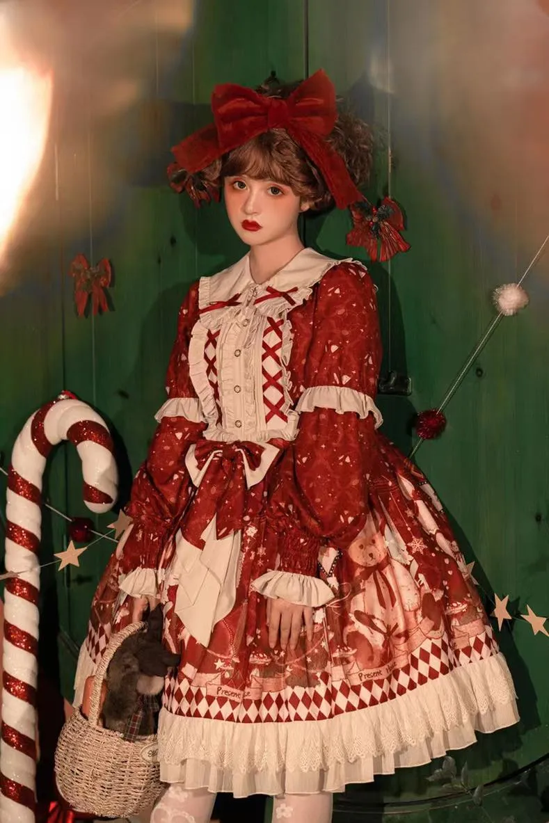 Your Princess~Bear Gift~Kawaii Lolita Christmas Dress and Cape