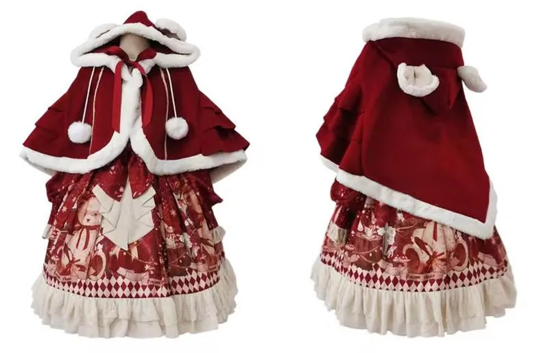 Your Princess~Bear Gift~Kawaii Lolita Christmas Dress and Cape