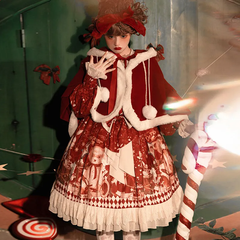 Your Princess~Bear Gift~Kawaii Lolita Christmas Dress and Cape