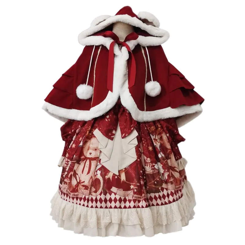 Your Princess~Bear Gift~Kawaii Lolita Christmas Dress and Cape