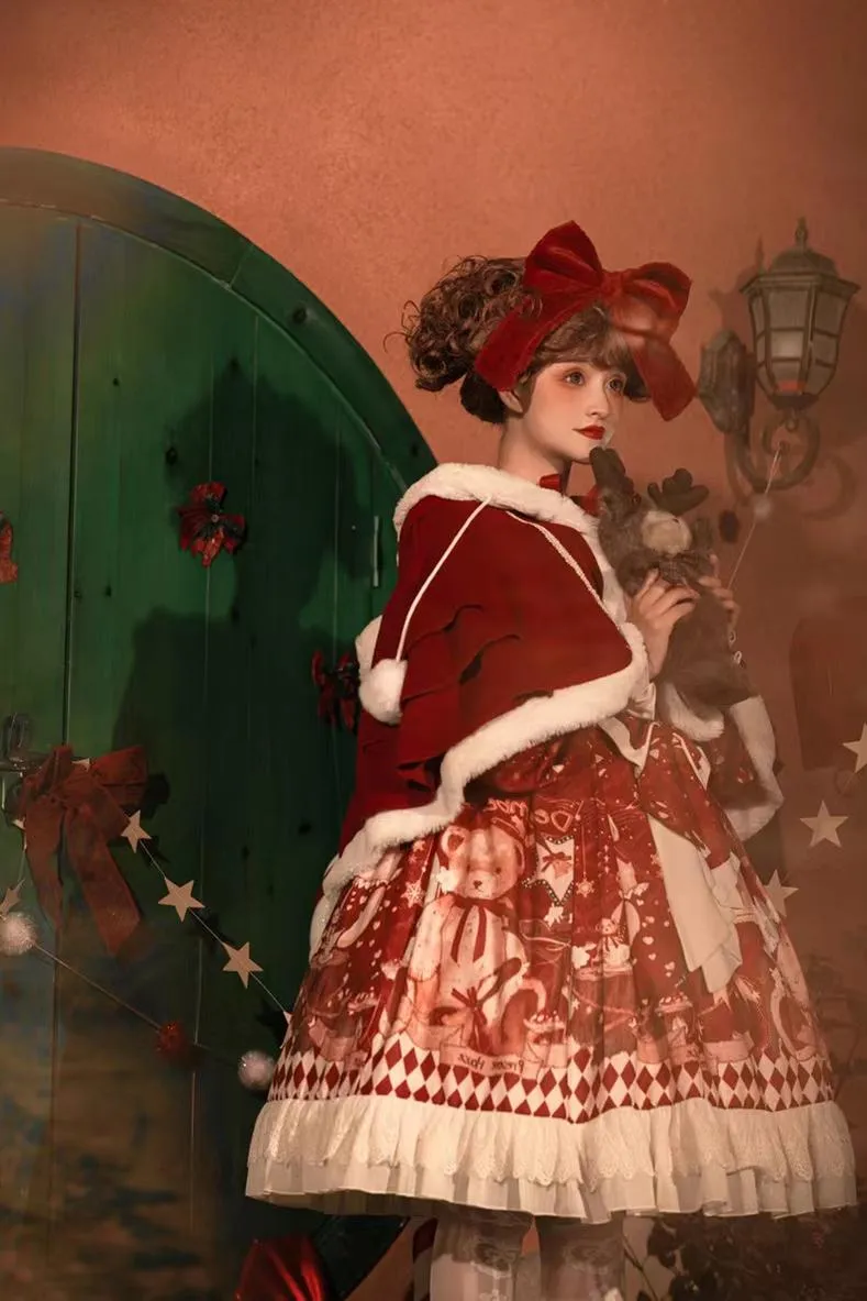 Your Princess~Bear Gift~Kawaii Lolita Christmas Dress and Cape