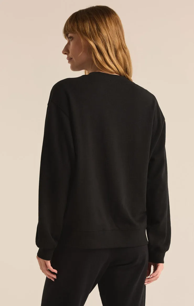 Z-Supply Classic Boyfriend Fleece Sweatshirt - BLACK