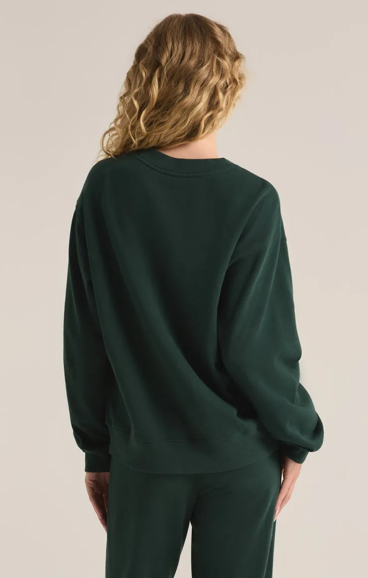 Z-Supply Classic Boyfriend Fleece Sweatshirt - CYPRUS GREEN